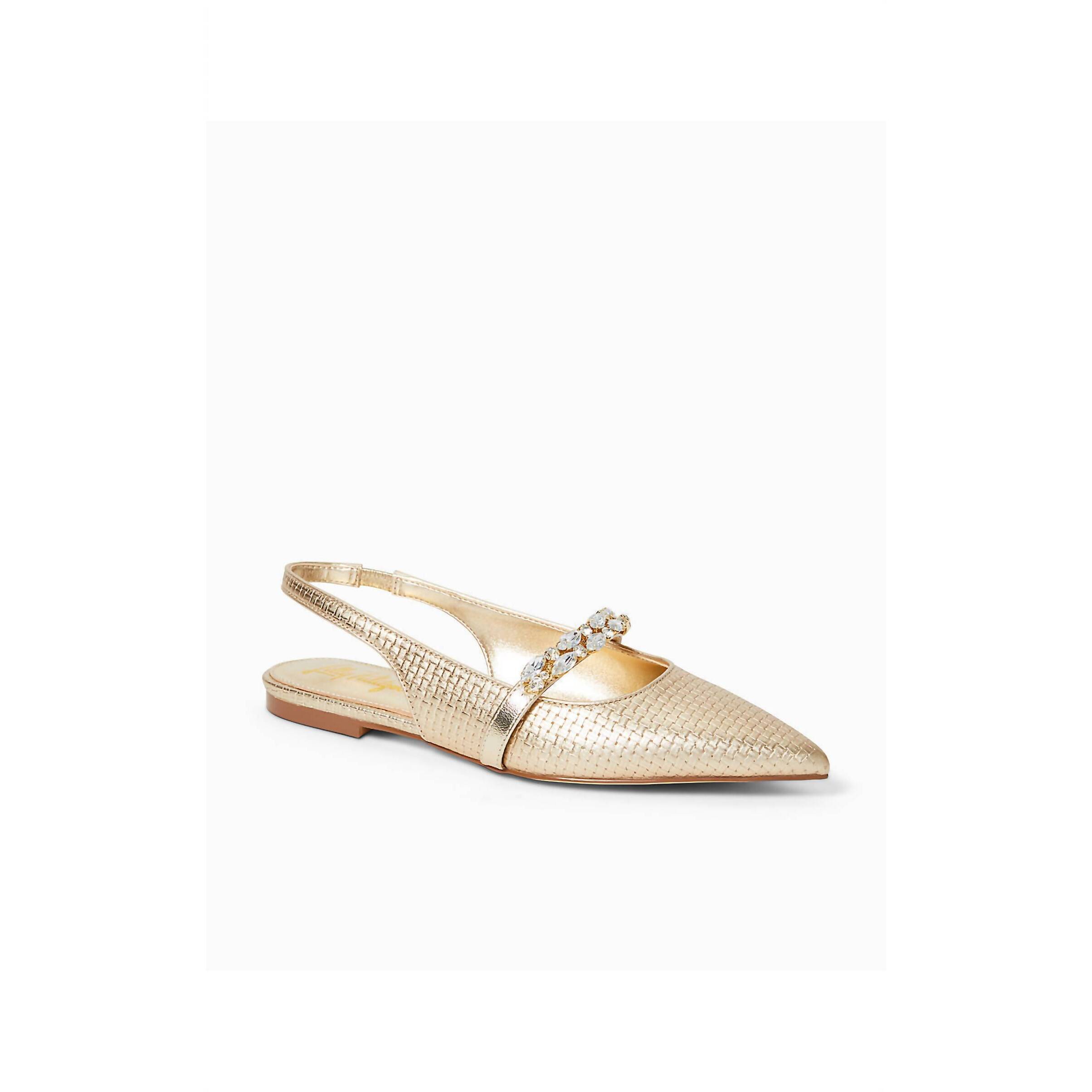 New Lilly Pulitzer Women's Tamara Slingback Shoe In Gold Metallic